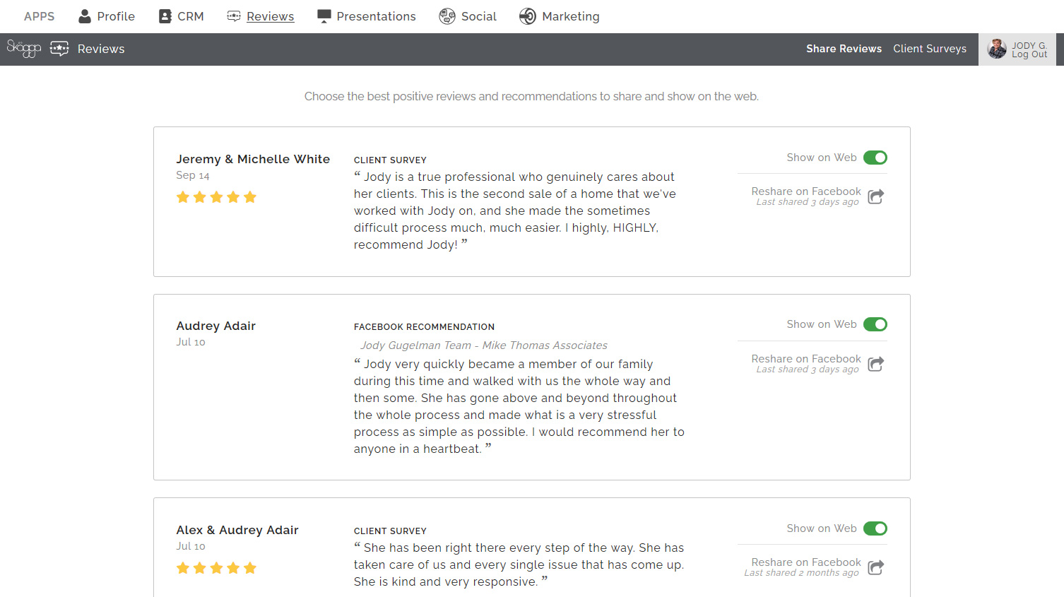 Skagga CRM screenshot